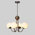 thumbnail image 2 of Four Globe Stilnovo Style Brass Chandelier Sputnik Fixture Chandelier Pendant Light, 2 of 4