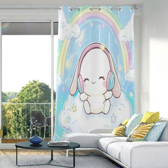 Blackout Curtains Window Curtain for Bedroom Living Room 1 Panel 82"x42" Cinnamoroll Sit on Cloud Wear Headphone