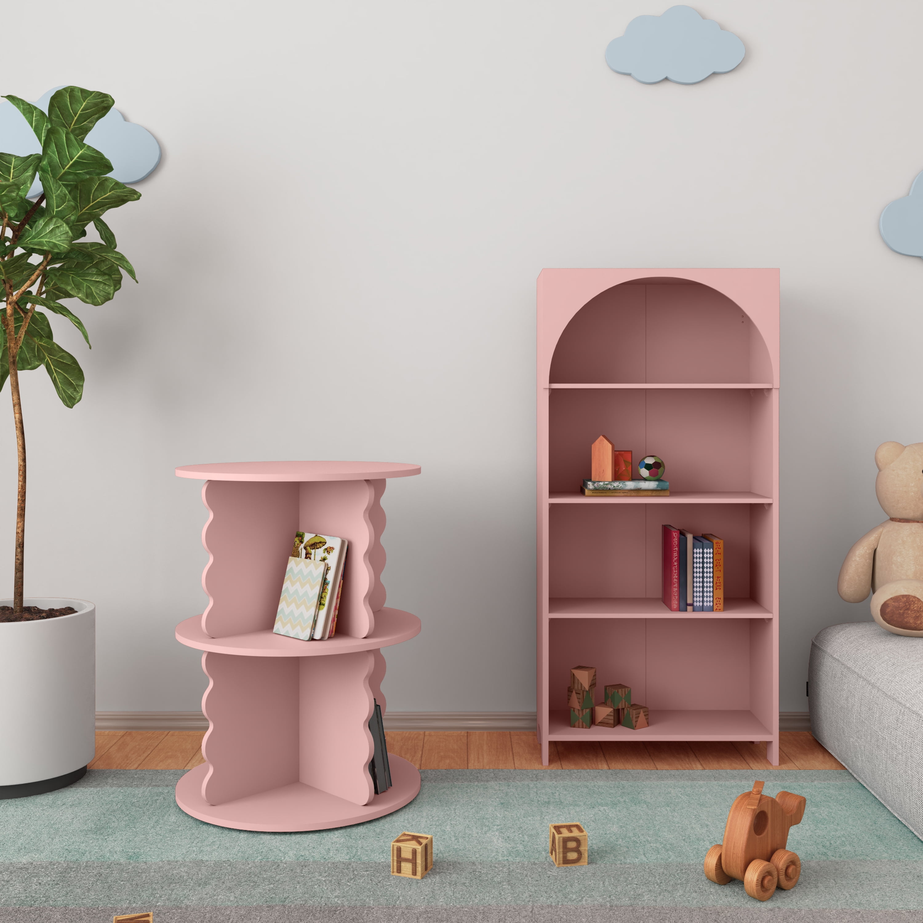 House of Happy Wiggle Rotating Bookshelf, Pink