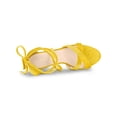 thumbnail image 4 of BLISSFUL STEP Women Velvet Lace-Up Clear Block Heel Sandals Yellow 6, 4 of 8