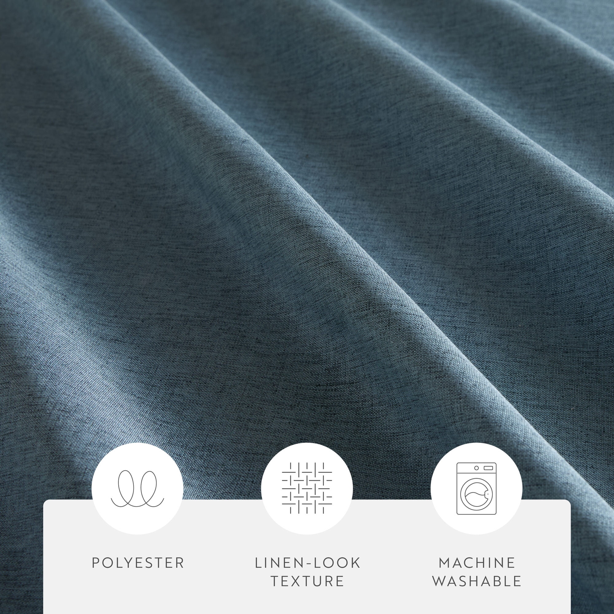 Linen-Look Polyester Shower Curtain in Essential Colors
