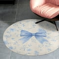 thumbnail image 4 of Blue Floral Ribbon Pattern Round Area Rugs for Bedroom Living Room, 6FT Soft Comfy Indoor Circle Carpets, Carpet Home Decor Floor Mat, 4 of 6