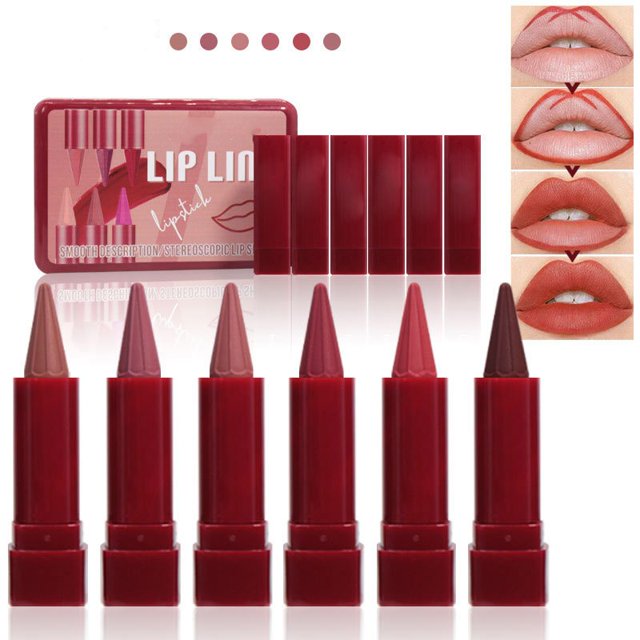 Lápiz labial mate para difuminar, maquillaje de labios oscuro, delineador de labios resistente al agua, no se adhiere fácilmente, lápiz labial giratorio en forma de vaso