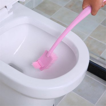 1Pc Toilet Double Side Cleaning Brush Long Handle Scrub for Bathroom Home Cleaner Tool(Pink)