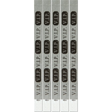Bulk Buys Silver VIP Tyvek Wristbands - Case of 6