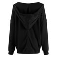 thumbnail image 5 of XIAONU Womens Hoodies V-Neck Waffle -Lined Drawstring Hoodie Solid Color Long Sleeve Baggy Retro Hooded Sweatshirt, 5 of 5
