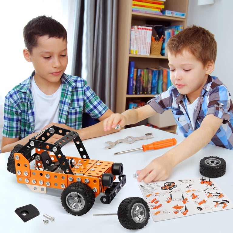 son and daughter クロシェ セットアップ 5-6y Erector sets STEM Metal Jeep/off-road kit Toy Parent-Child