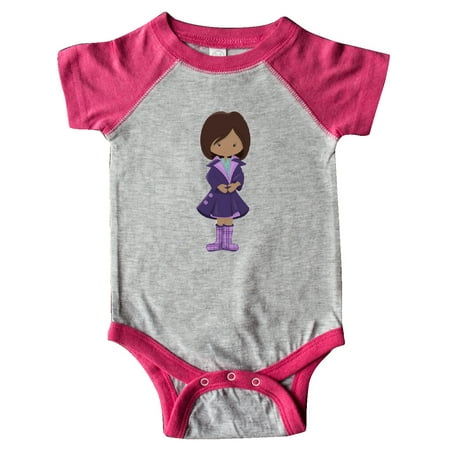 African American Girl, Fashion Girl, Purple Coat Infant Creeper