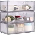 thumbnail image 1 of Makeup Organizer with Drawers 3 Layer Cosmetic Display Case with Detachable Divider Stable Cosmetic Storage Box with Non-Slip Pad Clear Vanity Storage Organizer for Home Bedroom Bathroom, 1 of 10