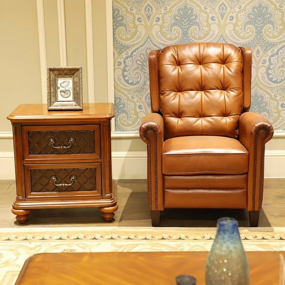 Lazelle Genuine Leather Tufted Recliner