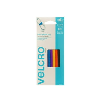 VELCRO Brand ONE-WRAP Cable Ties | 6 pk | 8 x 1/2" Straps, Multicolor | Quickly Organize Arts and Crafts, Wires and Cords | Keep Supplies Organized in Home, Shed or Garage