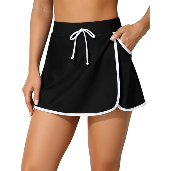 Charmo Womens Swim Skirt with Side Pocket Split Swimsuit Bottom Built-in Shorts