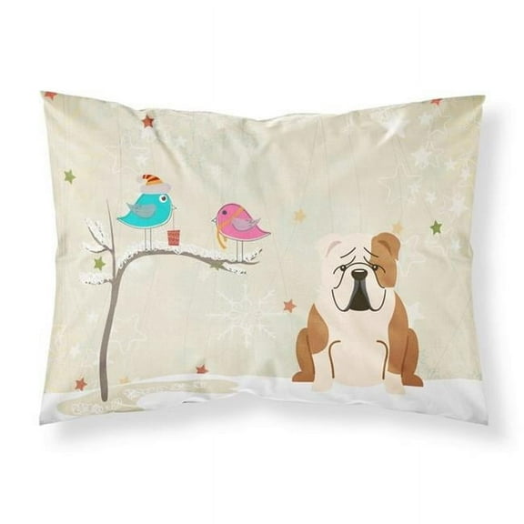 Christmas Presents Between Friends English Bulldog Fawn White Fabric Standard Pillowcase, 20.5 x 0.25 x 30 in.