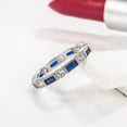 thumbnail image 4 of Baguette and Round Cut Lab Created Blue Sapphire and Diamond Full Eternity Milgrain Wedding Band Ring in 925 Sterling Silver – Elegant Gift for Her, 4 of 5