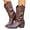 Brown, variant on Cowboy Boots For Women - Western Mid-Calf Cowgirl Boots - Wide Calf Pointed Toe Embroidered Fashion Western Chunky Pull On