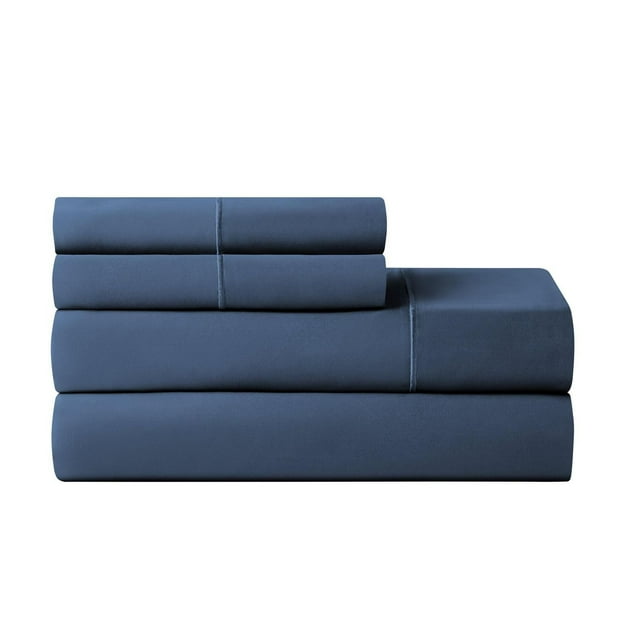 Hotel Style 4-Piece 600 Thread Count Navy Egyptian Cotton Adult Bed Sheet Set, King - Deep Pocket