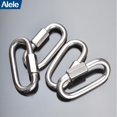 thumbnail image 3 of Paquete de 6 eslabones rápidos roscados de 5/16" Alele Clip de mosquetón de bloqueo ovalado de acero inoxidable Conector de cuerda de diámetro M8 para remolque hamacas cable columpio camping, 3 of 5