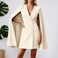 thumbnail image 2 of Robes d'Invité de Mariage pour Femmes, Robe Double Cape Décontractée Élégante Tunique de Travail Style Peplum Manches Longues Tenue Formelle d'Affaires avec Col Châle et Poches Latérales pour le Trajet Quotidien, 2 of 4