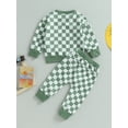 thumbnail image 5 of Girls Boys 2-piece Outfit, 12 24M 3 4 5Y Plaid Long Sleeve Crew Neck Hoodie and Sweatpants Set Clothes Set, 5 of 10