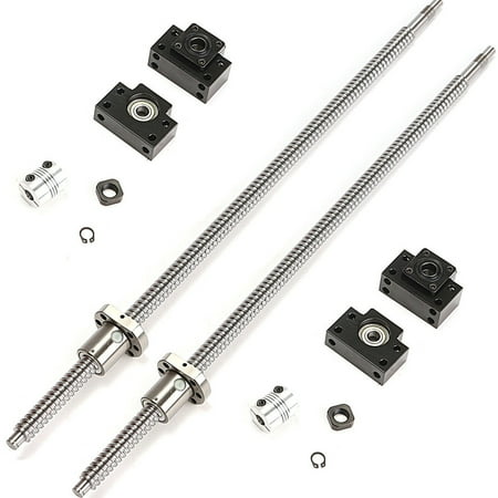 Ball Screw Assembly - Grtsunsea Antibacklash Ball Screw 1605 -L600mm-C7 & Nut +BK/BF12 + 6.35*10mm Couplers