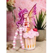 Ebros Colorful Amy Brown Pink Cherry Cupcake Fairy Statue Sweet Tooth Collection