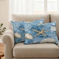 thumbnail image 2 of Blue Coastal Outdoor Waterproof Pillow Covers, Summer Beach Starfish Shell Sea Decorative Rectangle Throw Pillowcase Sofa Cushion Sham for Patio/Couch/Chair, 20"x12" 2 Pack, 2 of 8