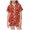 Red, variant on REDARER Kids Two Piece Button Front Sleepwear Set Lapel Short Sleeve Top Matching Shorts All Over Ghost Print Soft Pocket PJs for Halloween Loungewear Night Dress Up,10-11 Years