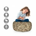 thumbnail image 2 of Grunge Storage Toy Bag Chair, Floral Pattern with Fantasy Elements Swirls Curves and Dots Retro Colors, Stuffed Animal Organizer Washable Bag, Large Size, Tan Redwood Pale Brown, by Ambesonne, 2 of 3