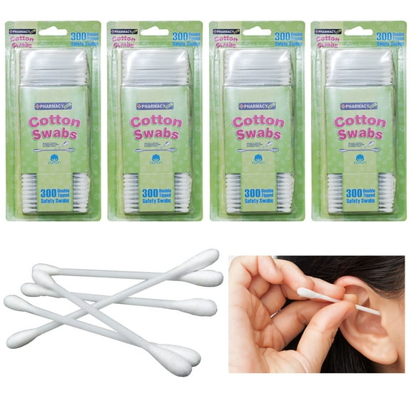 1200 Ct Cotton Swab Applicator Soft Q Tip Double Tipped White Sticks Makeup Ears