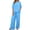 Blue, variant on hoksml Women's 2-Piece Outfit Solid Round Neck Cuffed Sleeve Top and Wide Leg Pants Set