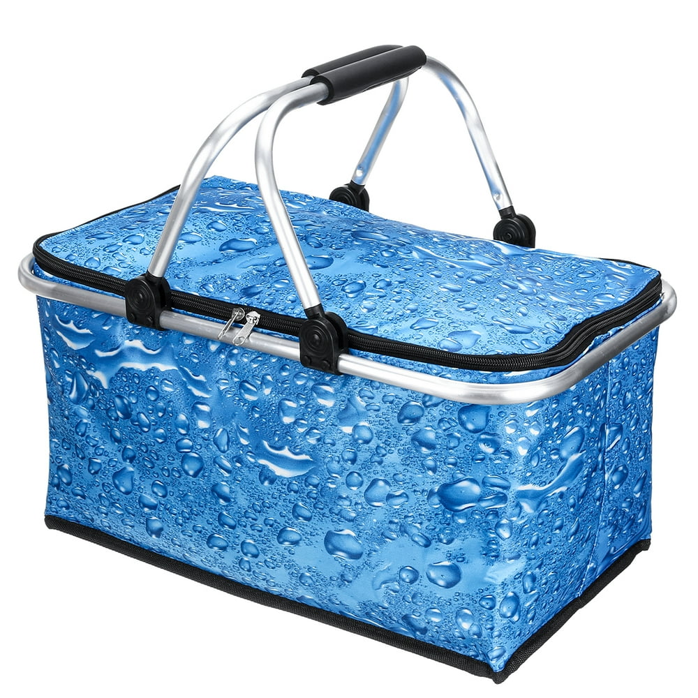 30L Upgraded Picnic Basket Insulated Cooler Storage Basket Folding