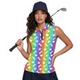 thumbnail image 6 of Whosucclay Rainbow Stripes with Bones Women's Sleeveless Golf Shirt for Ladies Elastic Half Zip Relaxed Womens Golf Shirt XS - 2XL, 6 of 8