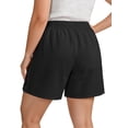 thumbnail image 4 of WellSize Plus Size Lace Shorts for Women Cotton Linen Wide Leg Shorts Summer Drawstring Elastic Waist Short Pants with Pockets, 4 of 7