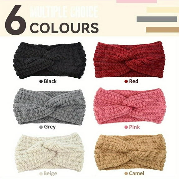 6pcs/ set Winter Headbands Women's Warm Headbands, Knitted Headpieces Women's and Girls' Hair Accessories