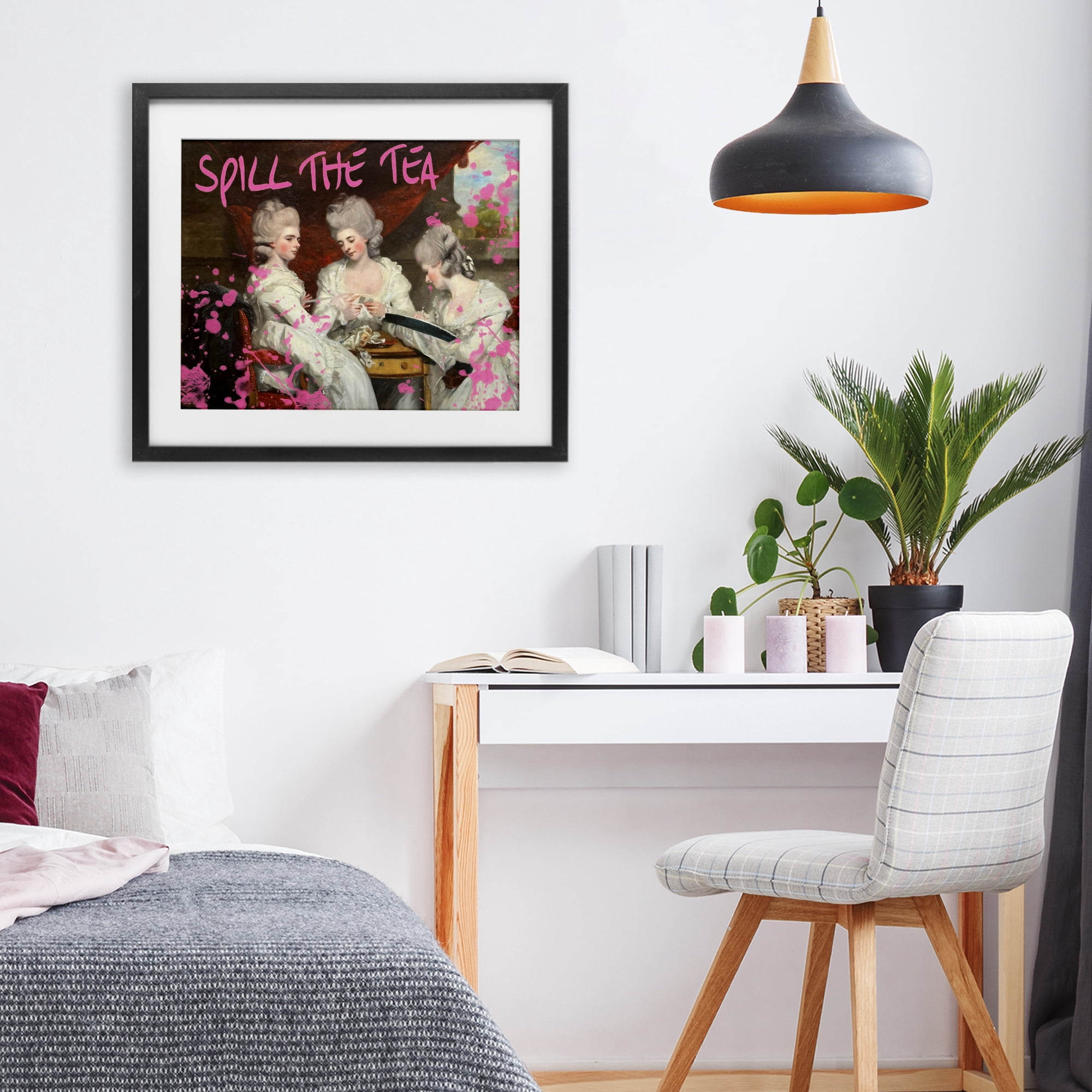 Stupell Industries Spill The Tea Iconic Ladies Black Framed Print Under Glass, design by Grotto Studios