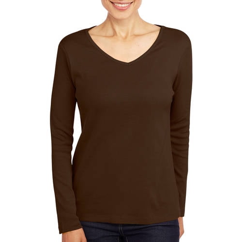 White Stag Women's Long Sleeve VNeck TShirt