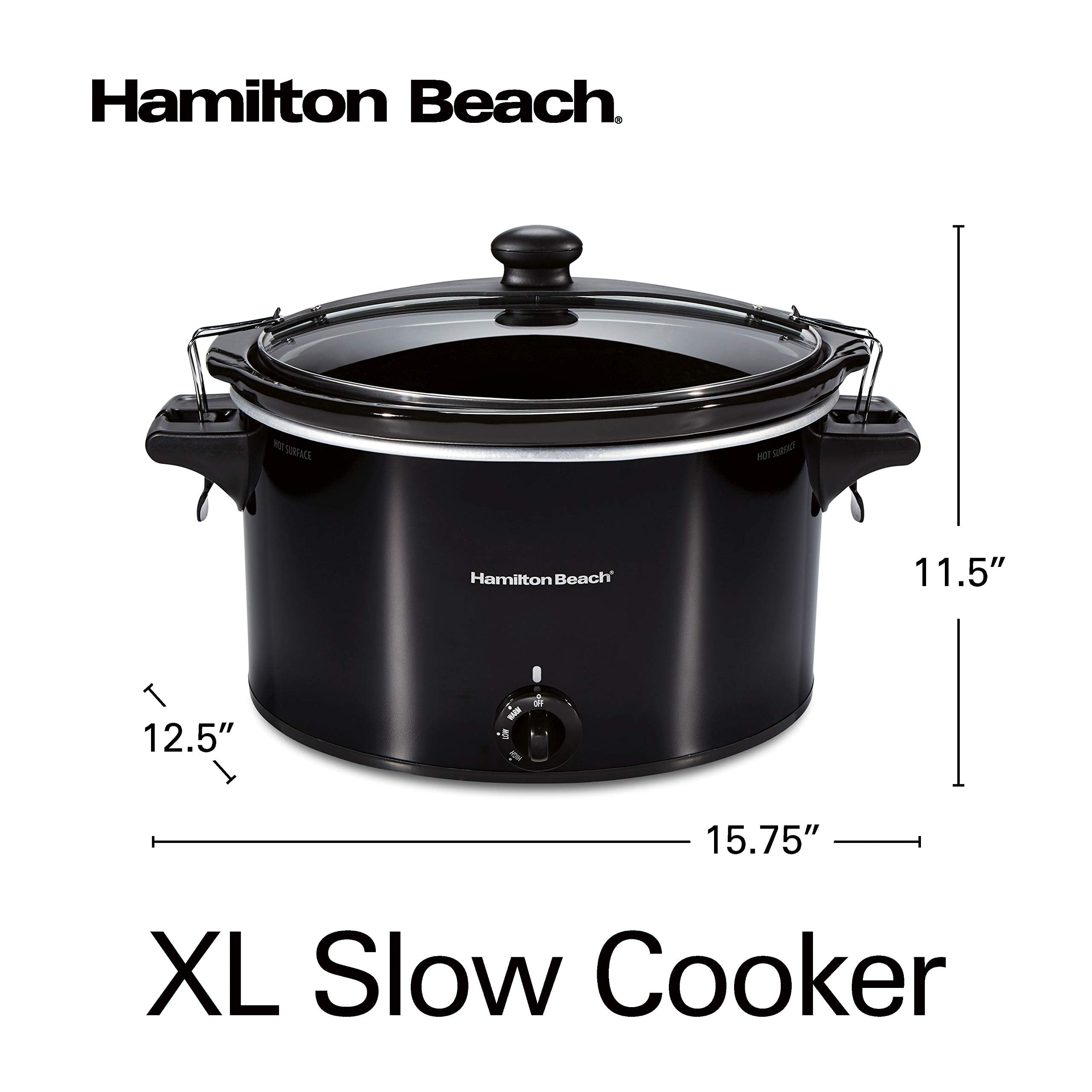 Hamilton Beach Slow Cooker, Extra Large 10 Quart, Stay or Go Portable With  Lid Lock, Dishwasher Safe Crock, Black (33195)