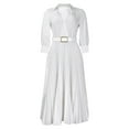 thumbnail image 4 of WILLBEST Ranch Yogurt Dressing Women's 2024 Spring Fashion Solid Color Sexy V Neckplus Size Belted Waist Dress, 4 of 6