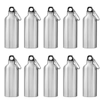 Water Bottles with Carabiner 20 oz. Set of 10, Bulk Pack - Aluminum, For School, Kids sports bottle - Silver