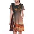 thumbnail image 1 of Bixox Robe d'Été à Manches Courtes pour Femmes Robe Ample Longueur Genou avec Poches-Astronaute sur Mars A, 1 of 7