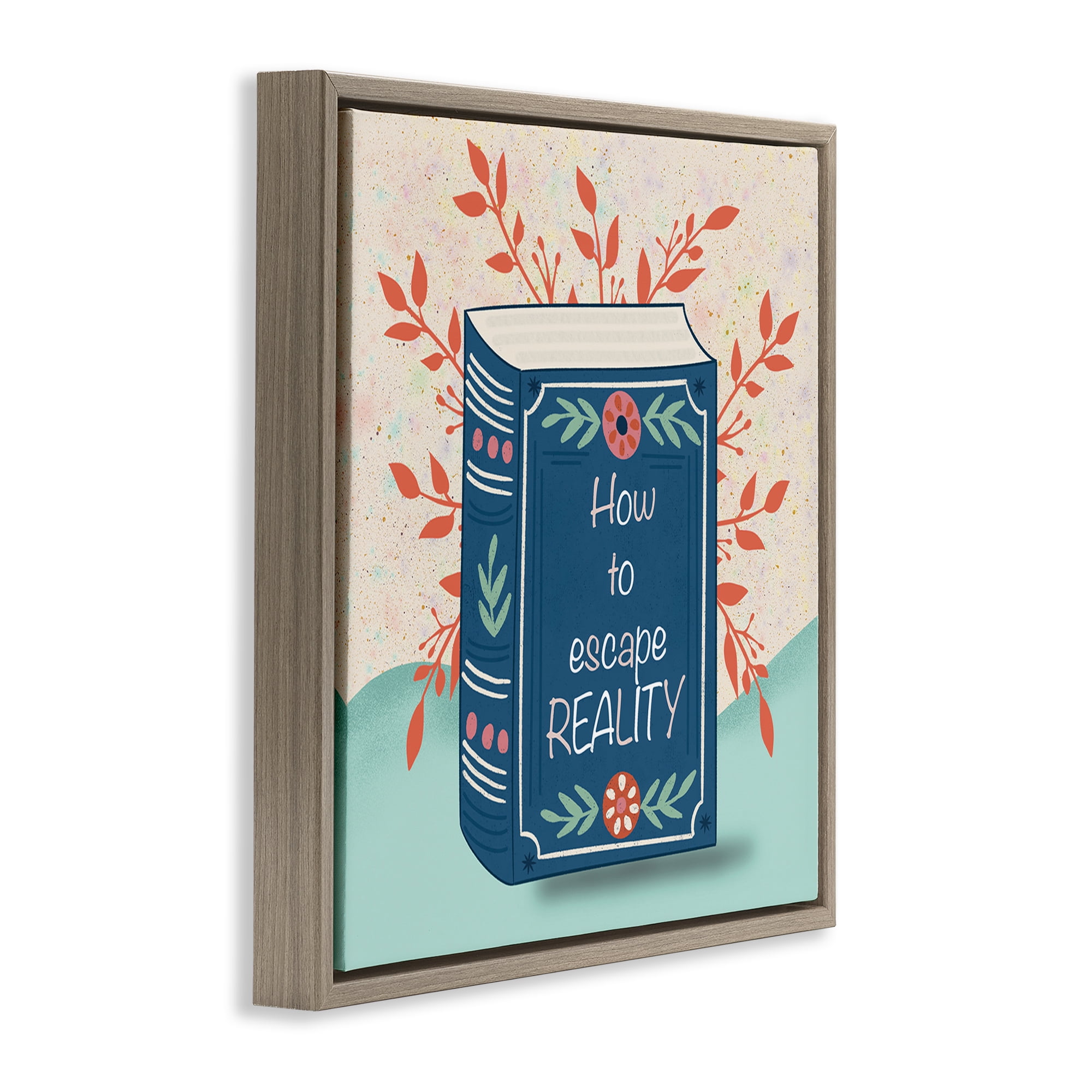 Stupell Industries How To Escape Reality Brown Framed Floater Canvas Wall Art, design by Julia Frost