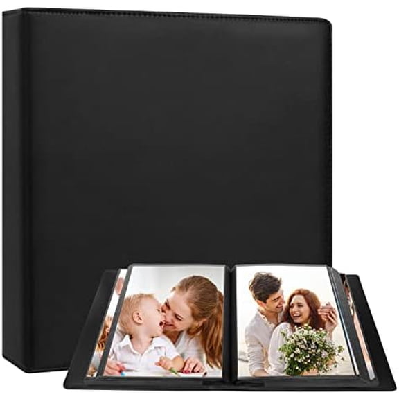 8x10 Photo Album 168 Pockets Holds 168 Photos, Large Capacity Leather Cover Family Wedding Baby Photo Book for 8 x 10 Pictures, Photo Album 8x10 with Black Inner Pages (Black)