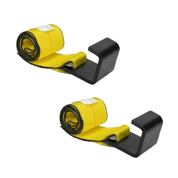 (2 Pack) 4" x 5' Roll off Container Winch Strap w/ Flat Hook
