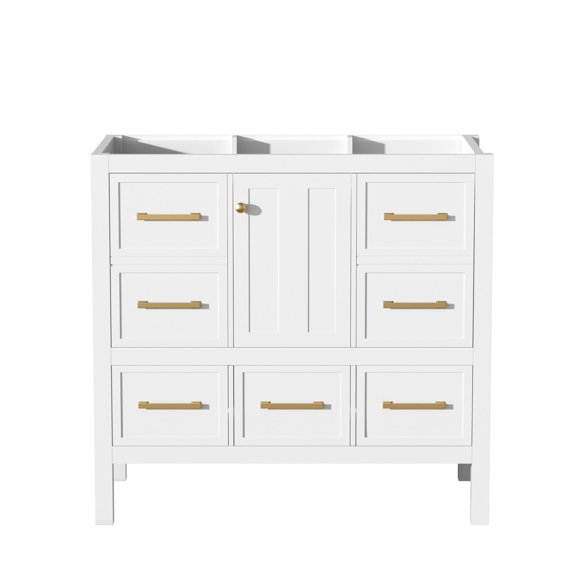 Modern Bathroom Vanity 36'' Bathroom Vanity without Sink, Solid Wood Frame Bathroom Storage Cabinet, Freestanding Vanity with 5 Drawers& Soft Closing Doors (NOT INCLUDE BASIN SINK ),Wooden Bathroom V
