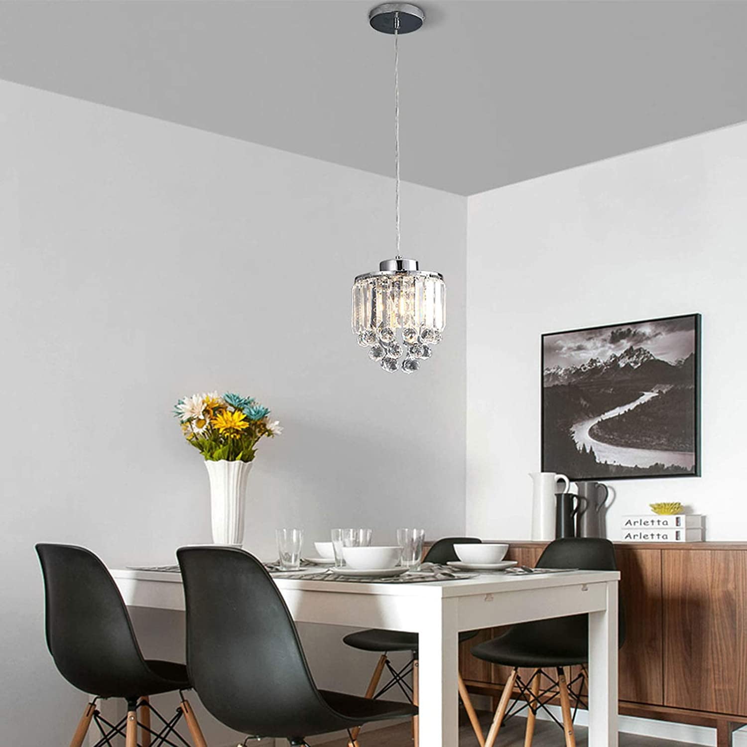 MONIPA Modern Simple Electric Transparent Crystal Chandelier 3 Pack