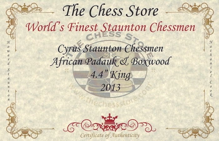Cyrus Staunton Chess Set with Padauk & Boxwood Pieces - 4.4" King