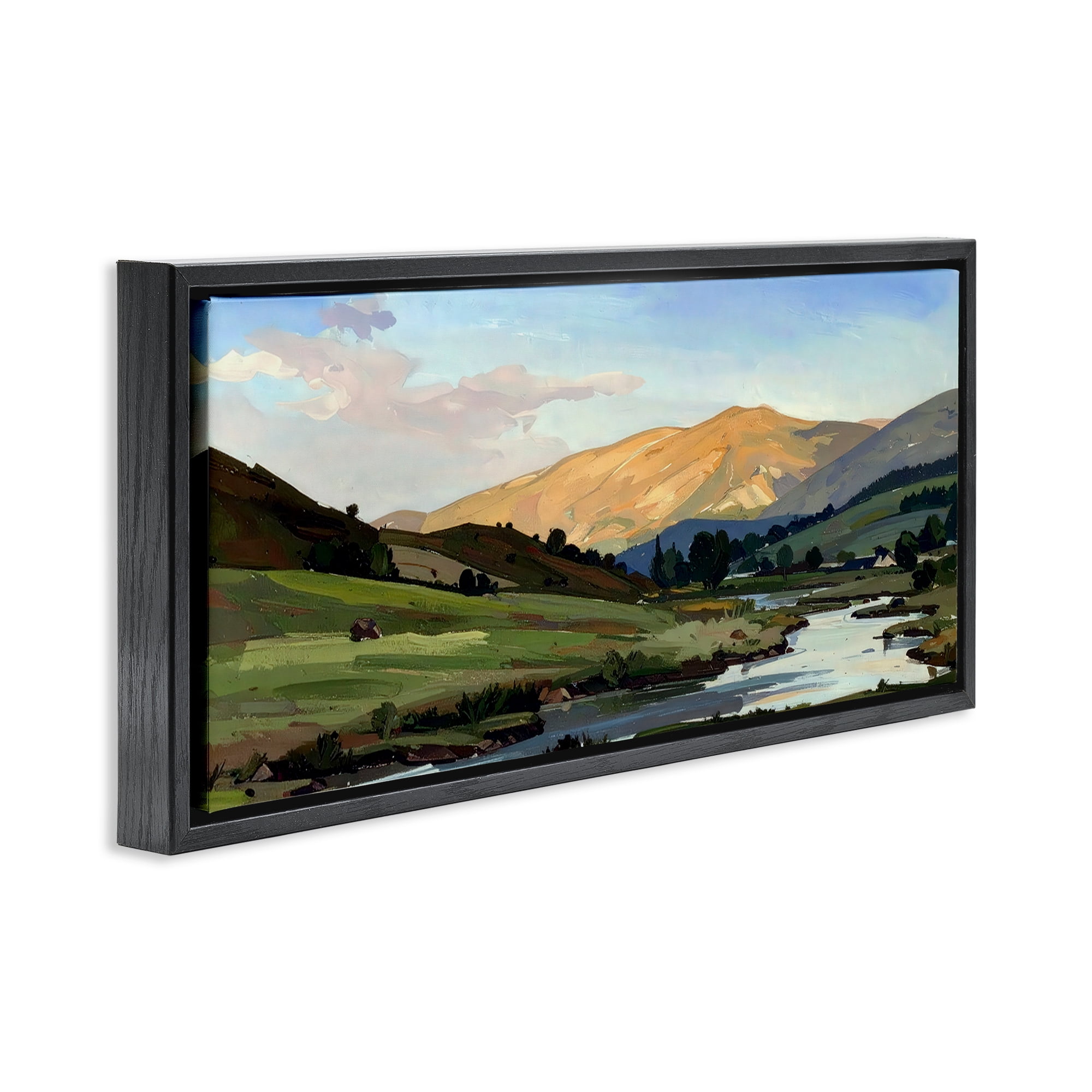 Stupell Industries Across The Valley Landscape Black Framed Floater Canvas Wall Art, design by Alonza Saunders