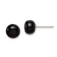 thumbnail image 1 of 925 Sterling Silver Rhod Pltd 8 8.5mm Noir Agate Bouton Boucles d'Oreilles Boule, 1 of 6