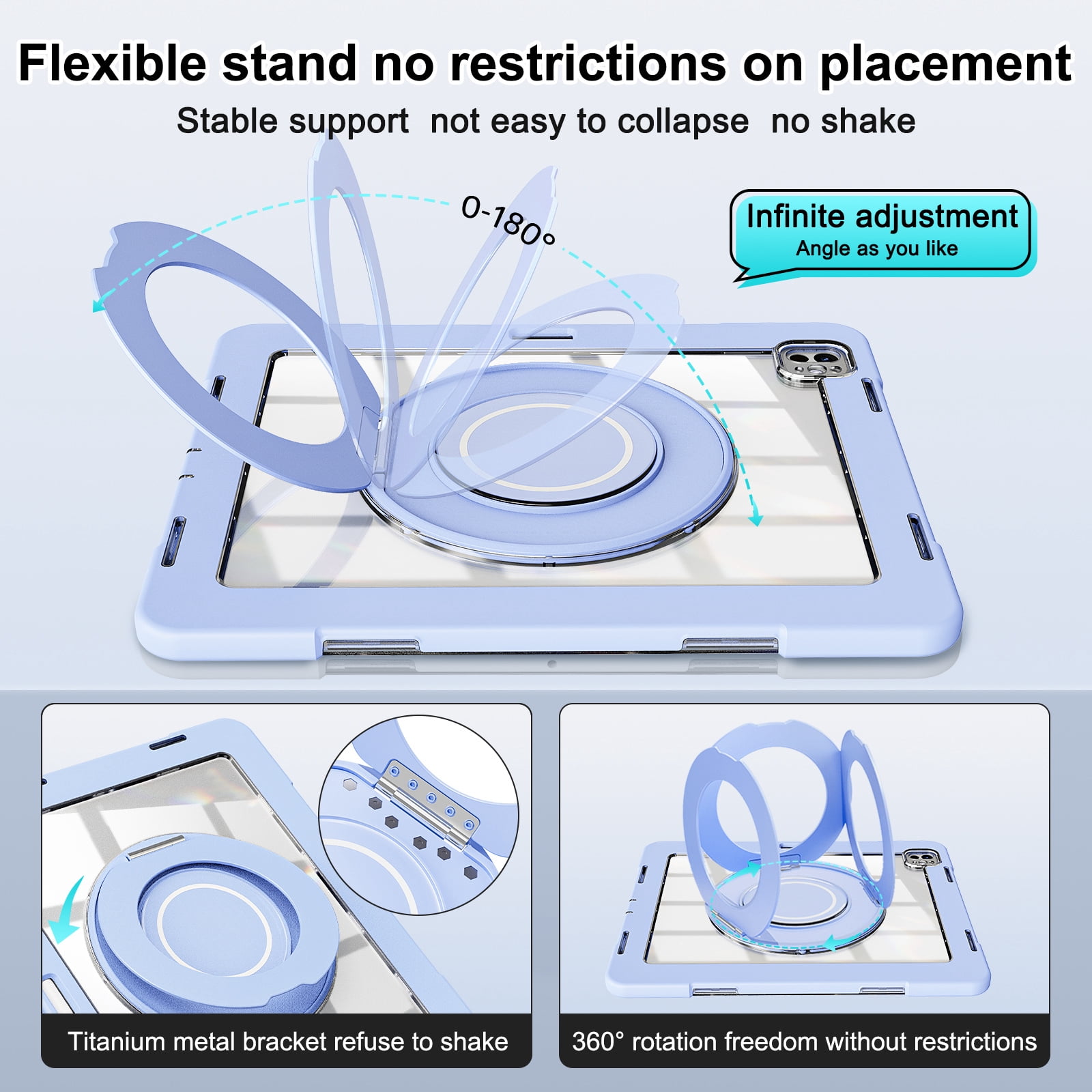 XYX Shockproof Tablet Case for iPad Pro 13 inch M4 2024 (7th Gen) with 360 Rotating Stand, Slim Lightweight with Pencil Holder, Blue