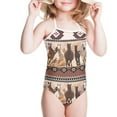 thumbnail image 3 of FOR U DESIGNS Southwest Aztec Horse One Piece Bathing Suit for Girls 7-8 Years Old Polyester Gymnastics Leotards Stretchy Sleeveles Swimsuit, Brown, 3 of 6